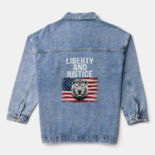 Chaqueta Vaquera Libertad y justicia Patriótica Bandera Vintage de 