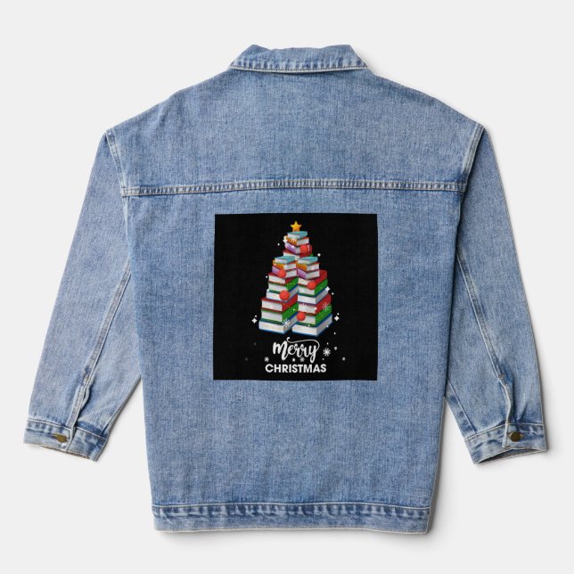 Chaqueta Vaquera Libro Navidad Árbol Regalo De Navidad Para Libros  (Reverso )