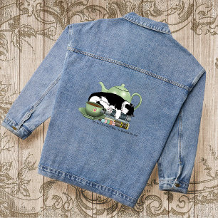 Chaqueta Vaquera Libros Acogedores Gato Esmoquin Té Tetera Verde Li