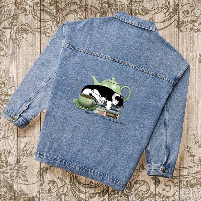 Chaqueta Vaquera Libros Acogedores Gato Esmoquin Té Tetera Verde Li (Subido por el creador)