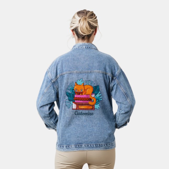 Chaqueta Vaquera Libros aprobados para gatos personalizados (Modelo)