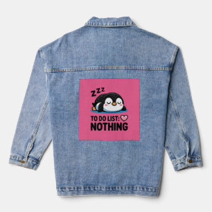 Chaqueta Vaquera lindo pingüino durmiendo, lista de tareas nada