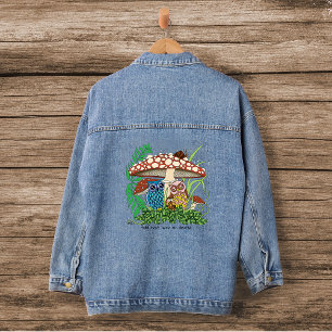 Chaqueta Vaquera Lluvia en hongos de la familia Cute Owl