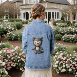 Chaqueta Vaquera Lobo antropomórfico al crochet