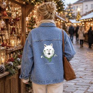 Chaqueta Vaquera Lobo Ártico Blanco Místico Invierno Snowdrop Azul