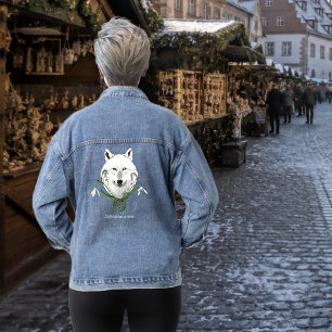 Chaqueta Vaquera Lobo Ártico Blanco Místico Invierno Snowdrop Azul
