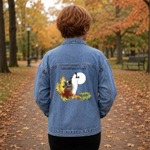 Chaqueta Vaquera Lobo de otoño aullando a la luna negra