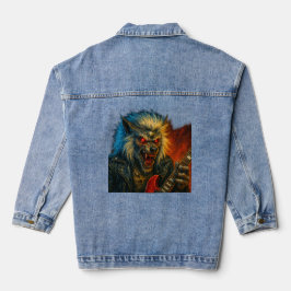 Chaqueta Vaquera Lobo Metalizado pesado tocando guitarra