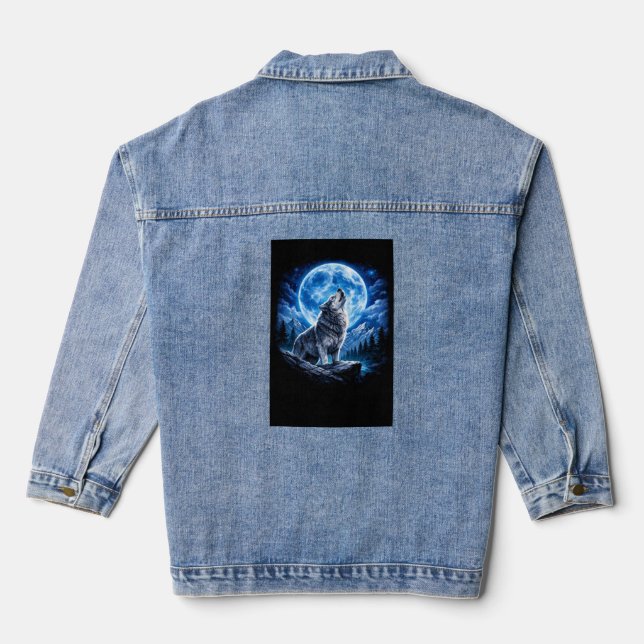 Chaqueta Vaquera Lobo Místico Aullando (Reverso )