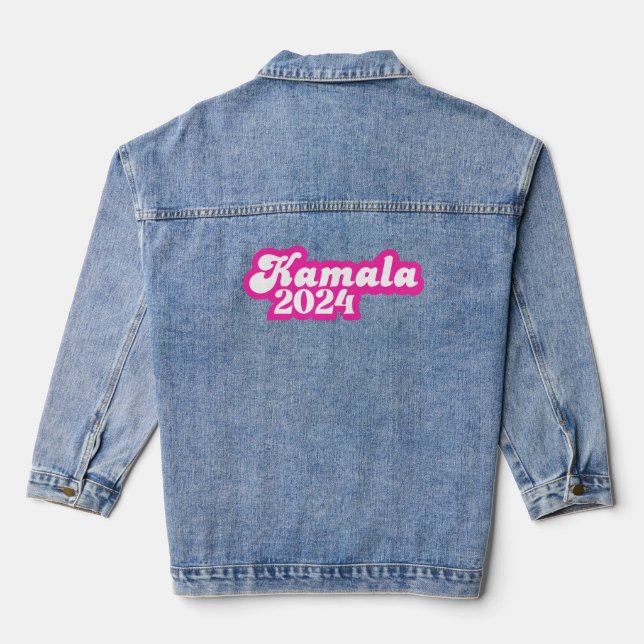 Chaqueta Vaquera Logotipo rosa de la chica Kamala Harris 2024 (Reverso )