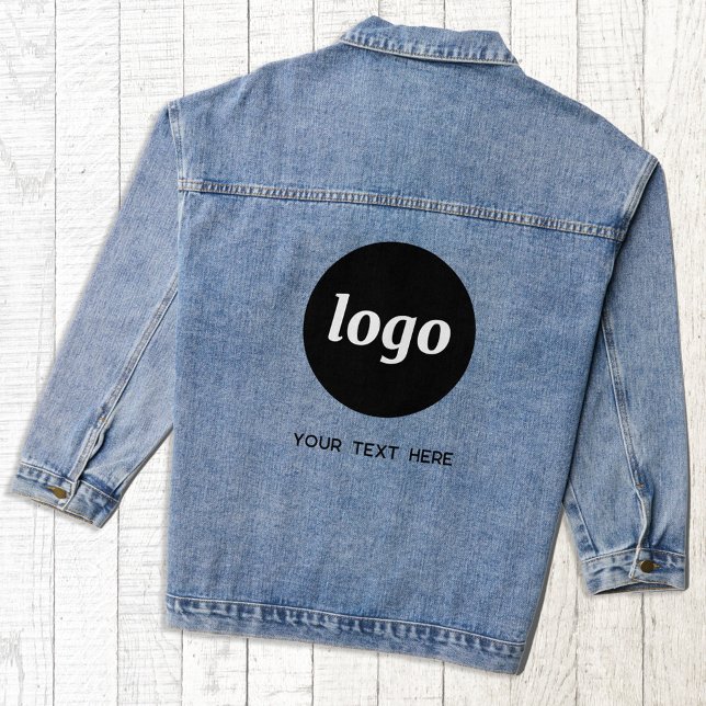 Chaqueta Vaquera Logotipo simple con promoción de negocios de texto (Simple logo with custom text business promotional branding denim jacket)