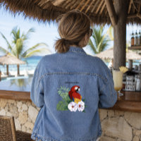 Loro Guacamayo Rojo Floral Hibisco Tropical Blanco