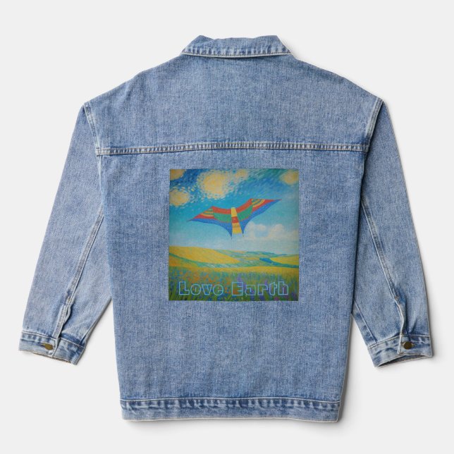 Chaqueta Vaquera Love Earth AI Art Kite In Sky (Reverso )