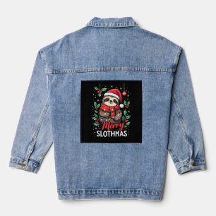 Chaqueta Vaquera Luces Divertidas de Navidad de Perezoso Feliz Navi