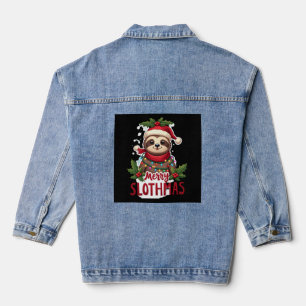Chaqueta Vaquera Luces Divertidas de Navidad de Perezoso Feliz Navi