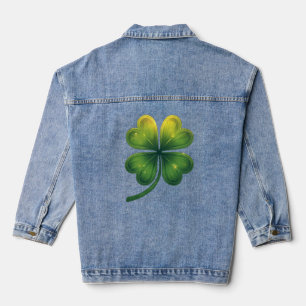 Chaqueta Vaquera Lucky Four Leaf Clover - Diseño Verde Vintage
