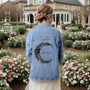 Chaqueta Vaquera Luna Crescent floral blanca personalizada
