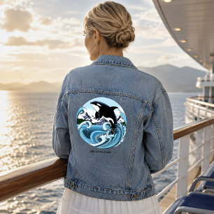 Chaqueta Vaquera Majestuosa orca ballena asesina olas azules océano