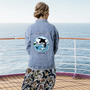 Chaqueta Vaquera Majestuosa orca ballena asesina olas azules océano
