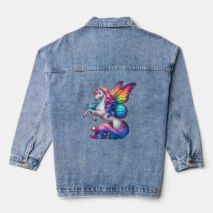 Chaqueta Vaquera Majestuoso unicornio con alas arcoiris