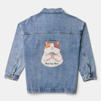 Chaqueta Vaquera Mamá gato de pez mejor lindo script personalizado