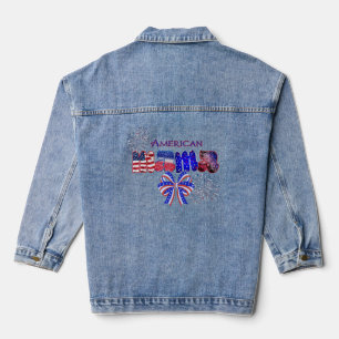 Chaqueta Vaquera Mamá Patriótica Americana Rojo Blanco y Azul