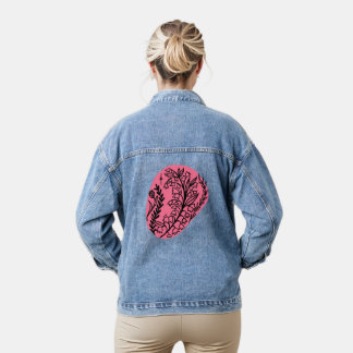 Chaqueta Vaquera Mancha de pintura boho abstracta con flores silves