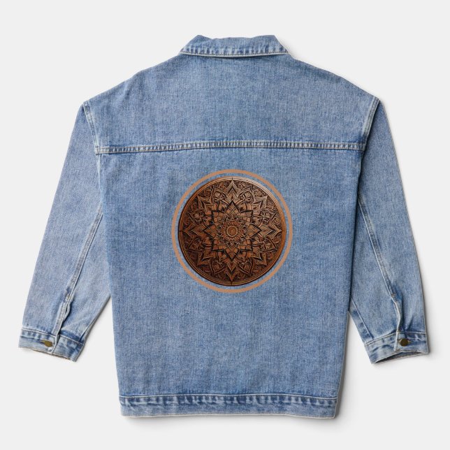 Chaqueta Vaquera Mandalá Artístico Marrón (Reverso )