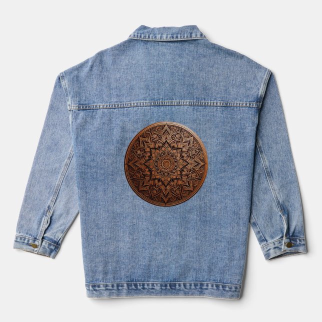Chaqueta Vaquera Mandala marrón artística (Reverso )