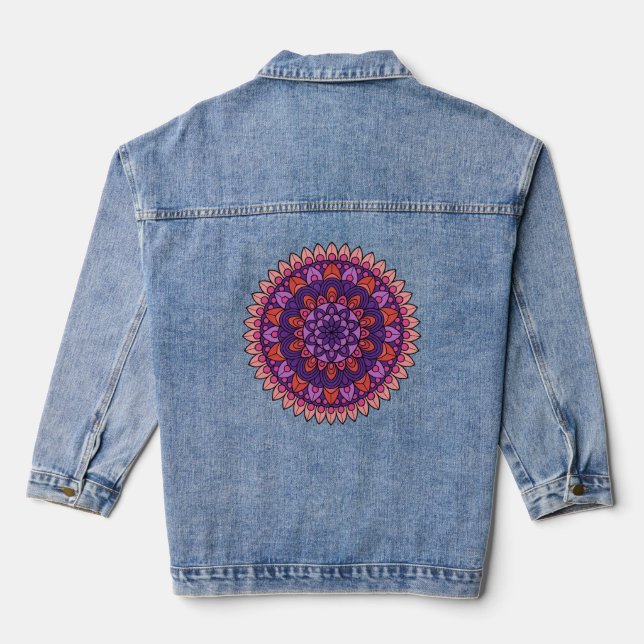 Chaqueta Vaquera Mandala púrpura y rosa (Reverso )