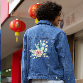 Chaqueta Vaquera Mano De Agua Dibuja Cacti Exótico Con Flores