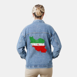 Chaqueta Vaquera Mapa de Irán con bandera y emblema