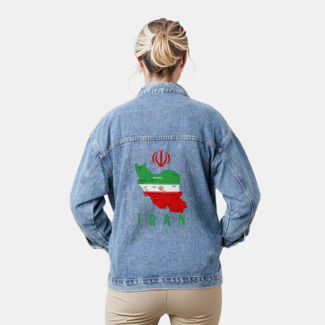 Chaqueta Vaquera Mapa de Irán con bandera y emblema (Modelo)