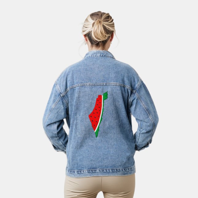 Chaqueta Vaquera Mapa de Palestina sandía símbolo de la libertad (Modelo)