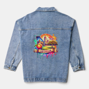 Chaqueta Vaquera Mapa de Retro Georgia s - Mapa de Vintage usa