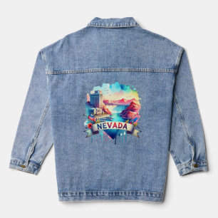 Chaqueta Vaquera Mapa de Vintage Nevada s - Estado Retro
