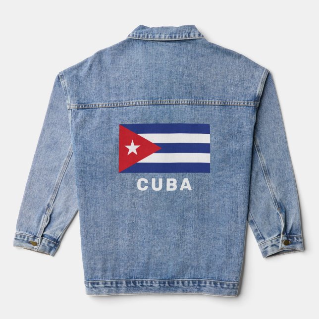 Chaqueta Vaquera Marca de Cuba de texto de personalizado (Reverso )