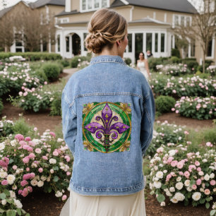 Chaqueta Vaquera Mardi Gras Sained Glass Fleur de lis