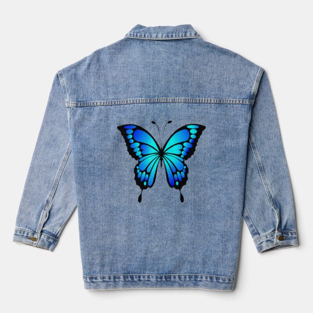 Chaqueta Vaquera Mariposa azul cúrcuma (Reverso )
