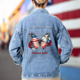 Chaqueta Vaquera Mariposa Patriótica Americana Babe Denim Jacket
