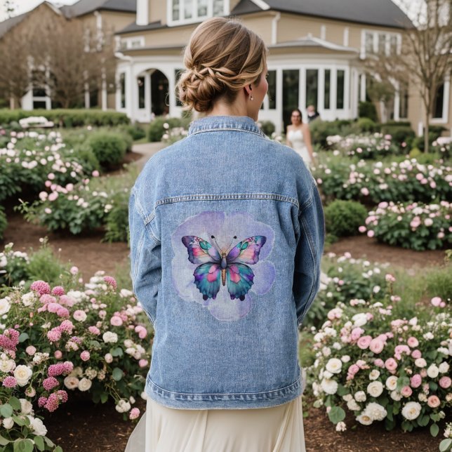 Chaqueta Vaquera Mariposas y flores acuáticas (Reverso Boda)