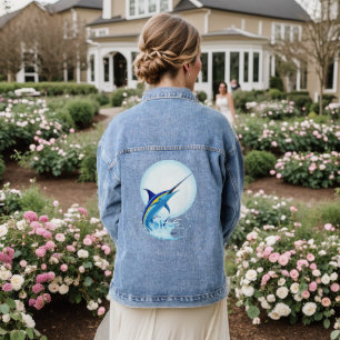 Chaqueta Vaquera Marlín Azul Saltando fuera del Océano