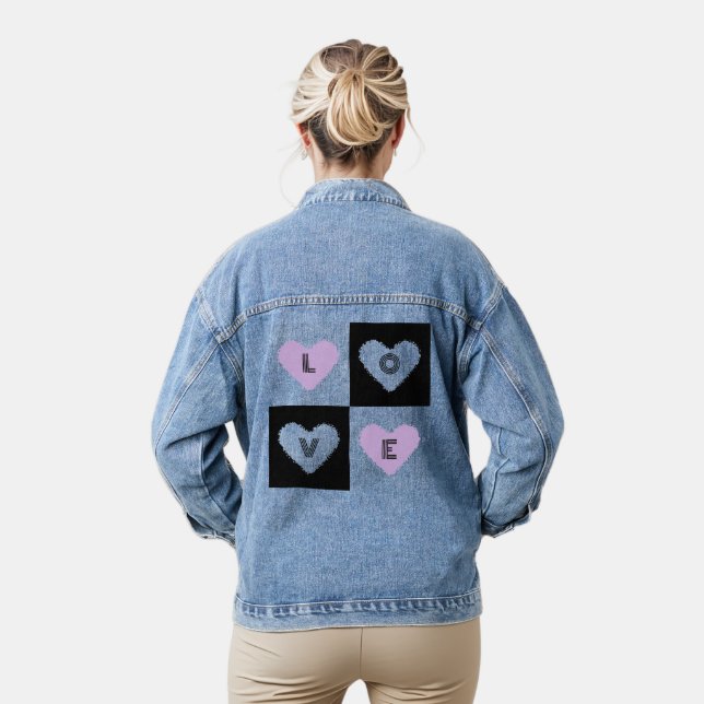 Chaqueta Vaquera Mazipoodles Hearts Abstraction Lilac Love (Modelo)