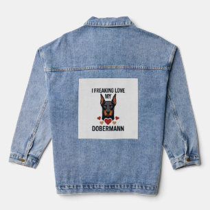 Chaqueta Vaquera Me encanta el perro Dobermann Corazones Rojos_1