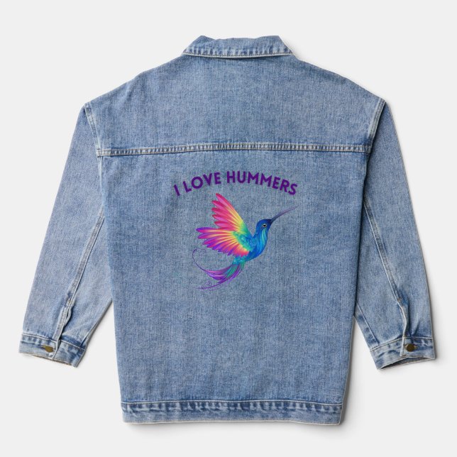 Chaqueta Vaquera Me encantan los hummers exóticos colibríes volando (Reverso )