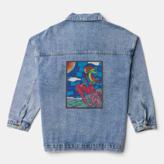 Chaqueta Vaquera Mermaid Denim Jacket Stained Glass Style Artwork