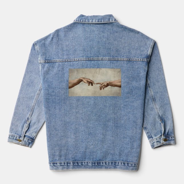 Chaqueta Vaquera Michaelangelo manos creación adam dios (Reverso )
