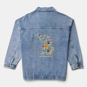 Chaqueta Vaquera Michigan Paw imprime Denim Jean Jacket