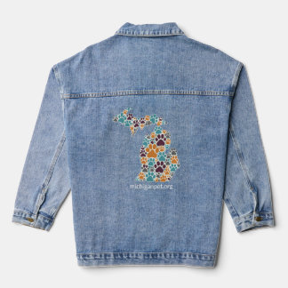 Chaqueta Vaquera Michigan Paw imprime Denim Jean Jacket