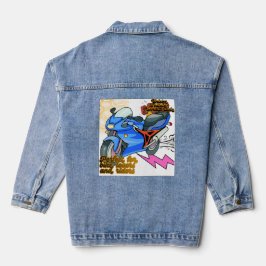 Chaqueta Vaquera Minimal Bike Art Graphic  Denim Jacket